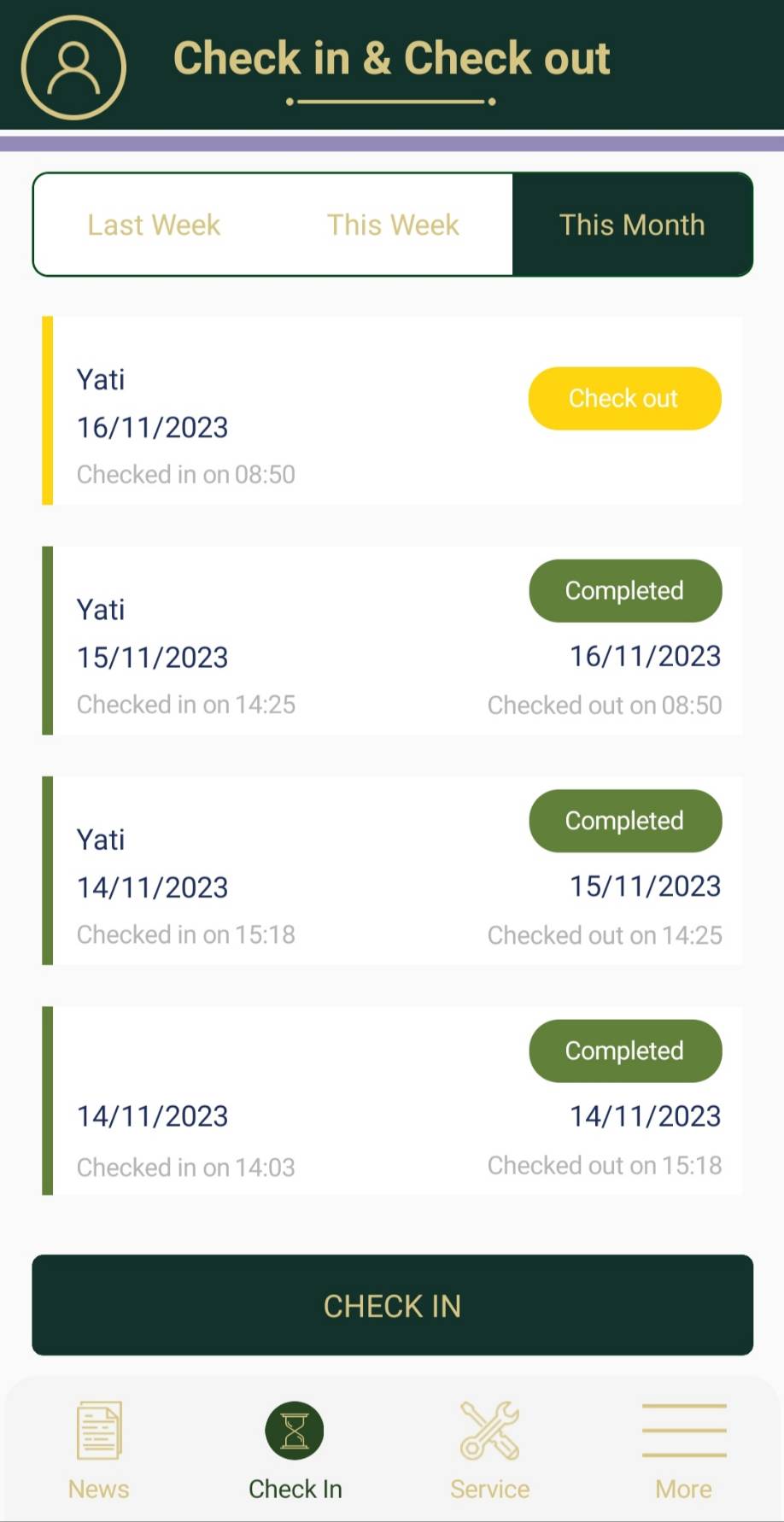 Feature of Jarviz-check-in-out