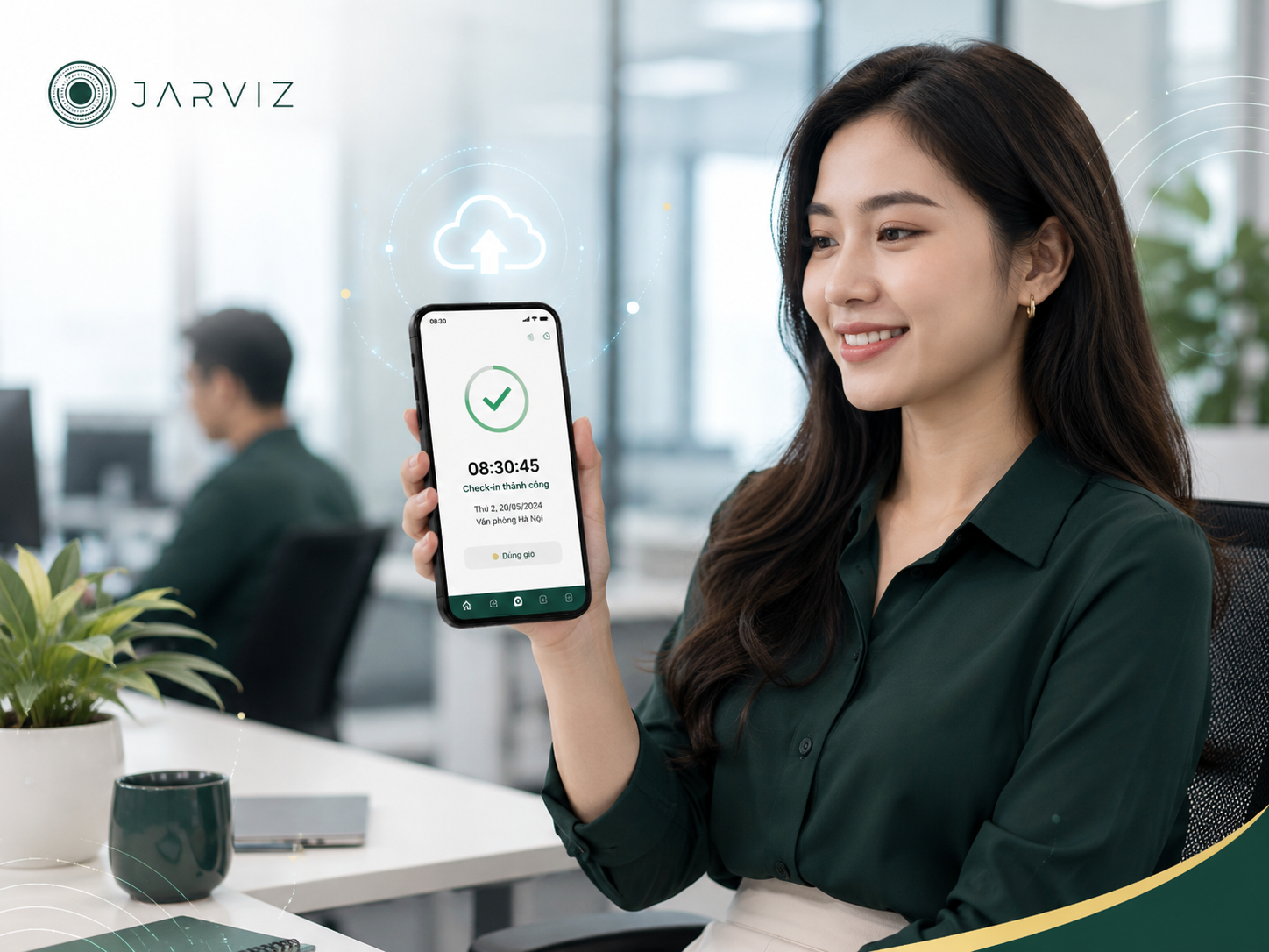 Nhân viên check-in bằng app chấm công online