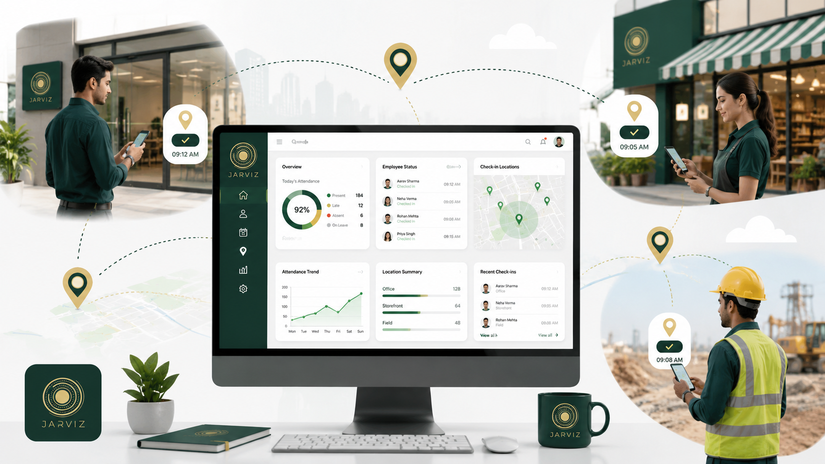 Chấm công di động cho doanh nghiệp với GPS và dashboard quản lý nhân sự