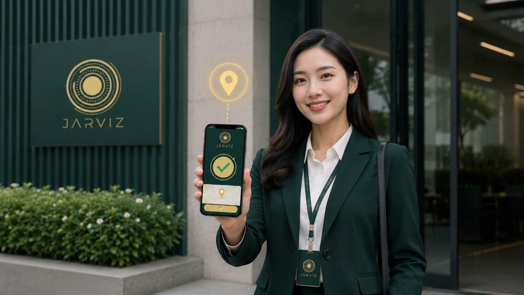 Nhân viên sử dụng chấm công di động tại địa điểm làm việc